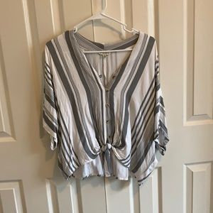 White and Grey Striped Shirt
